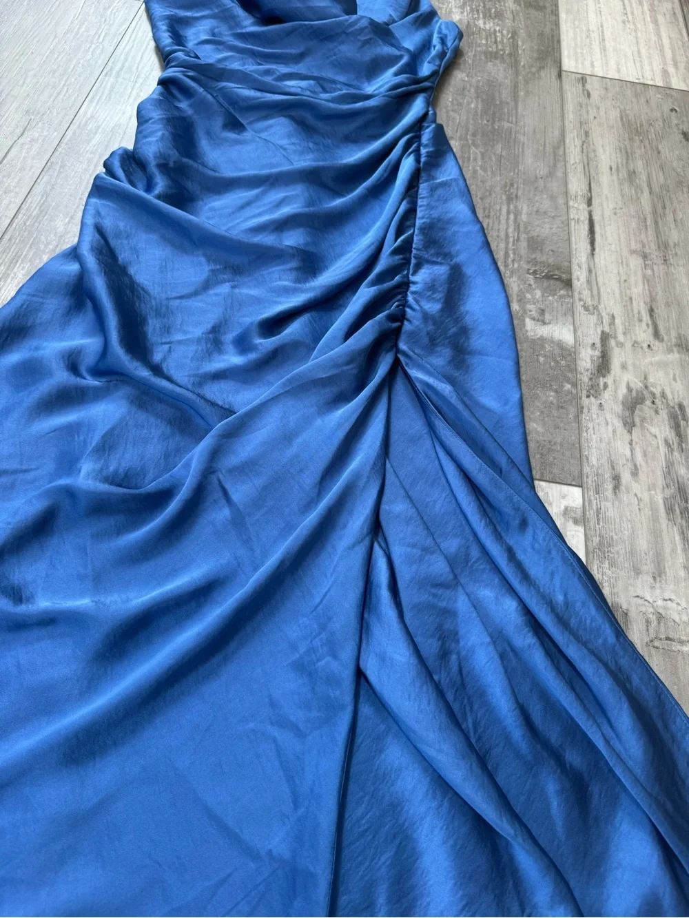 NWT Abercrombie & Fitch Blue Satin Cowl Neck Maxi Dress Small Formal Wedding